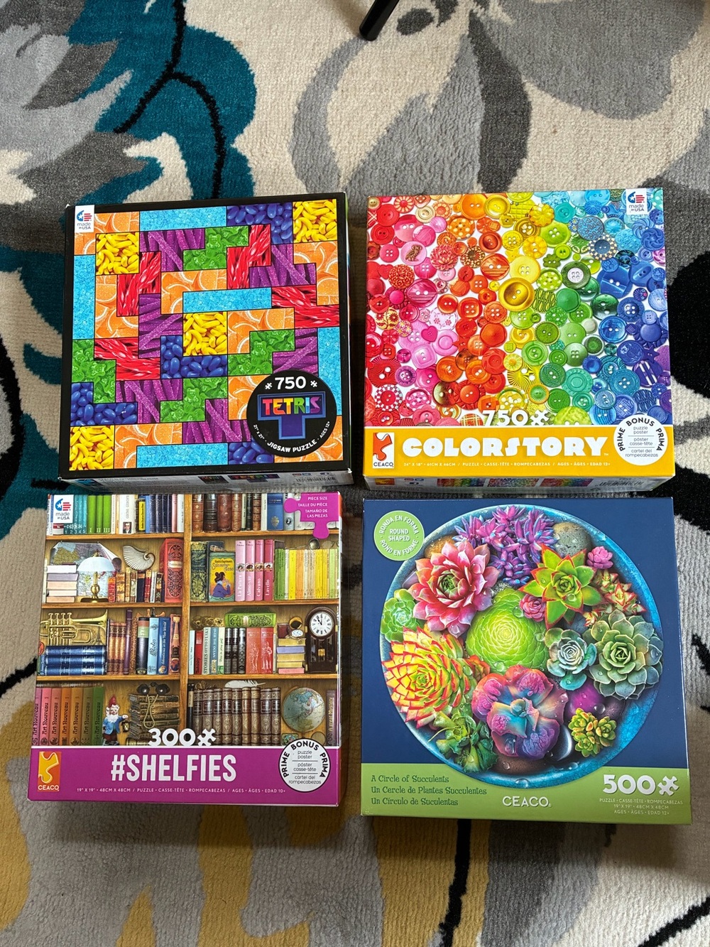 4 Ceaco Puzzles 300, 500, 750 Pieces Colorful